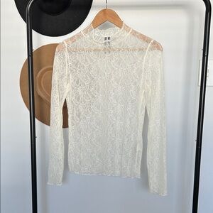 Anthropologie lace layering mock neck top